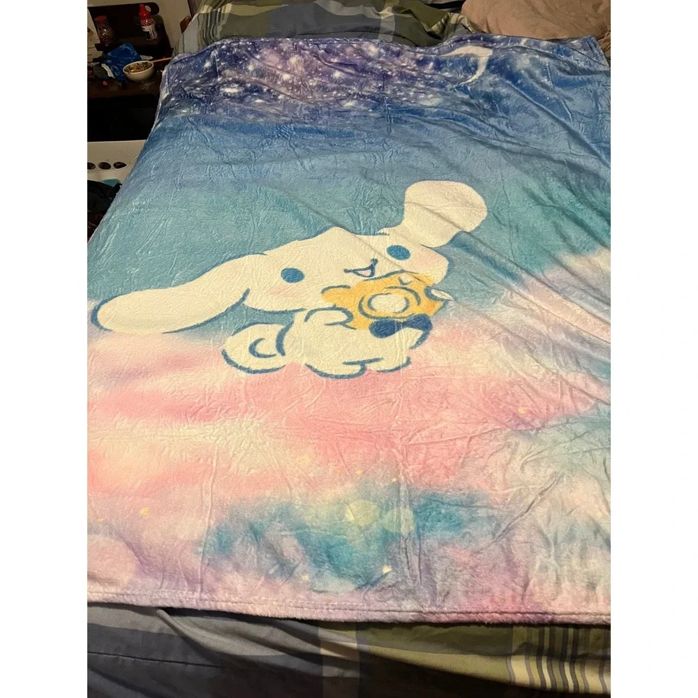 Sanrio Cinnamoroll Celestial Stars Moon Plush Throw Blanket Blue Pink‎ 60x50